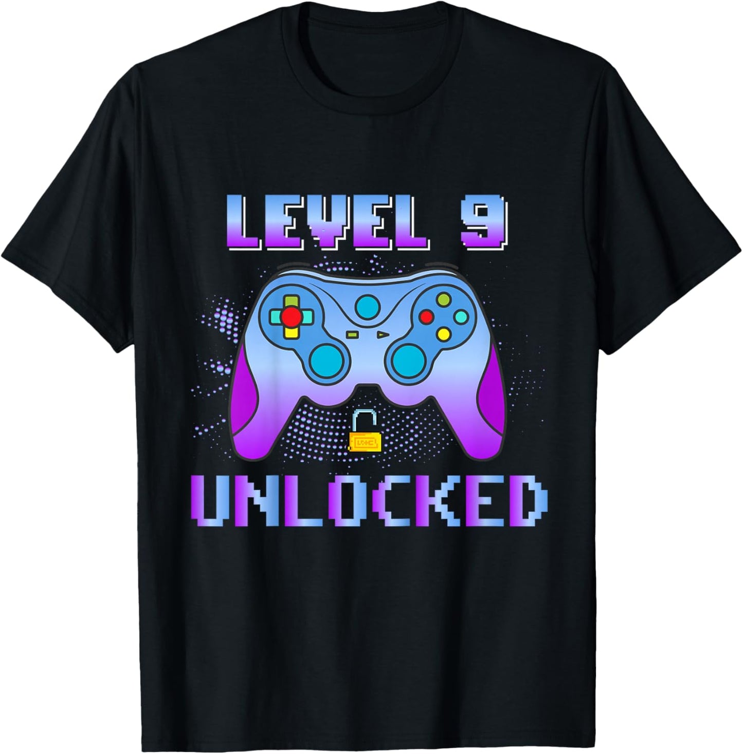 9 Year Old Birthday Gamer Level 9 Unlocked Gaming 9 Birthday T-Shirt - T-Shirt | Black