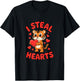 Valentine's Day Cute Tiger I Steal Hearts Love T-Shirt - T-Shirt | Black