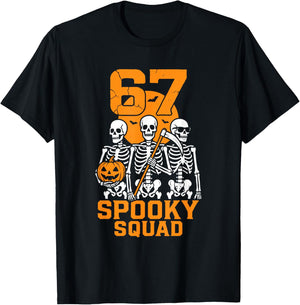 67 Halloween Meme 6 7 Numbers Six Seven Kids Skeleton Group T-Shirt - T-Shirt | Black