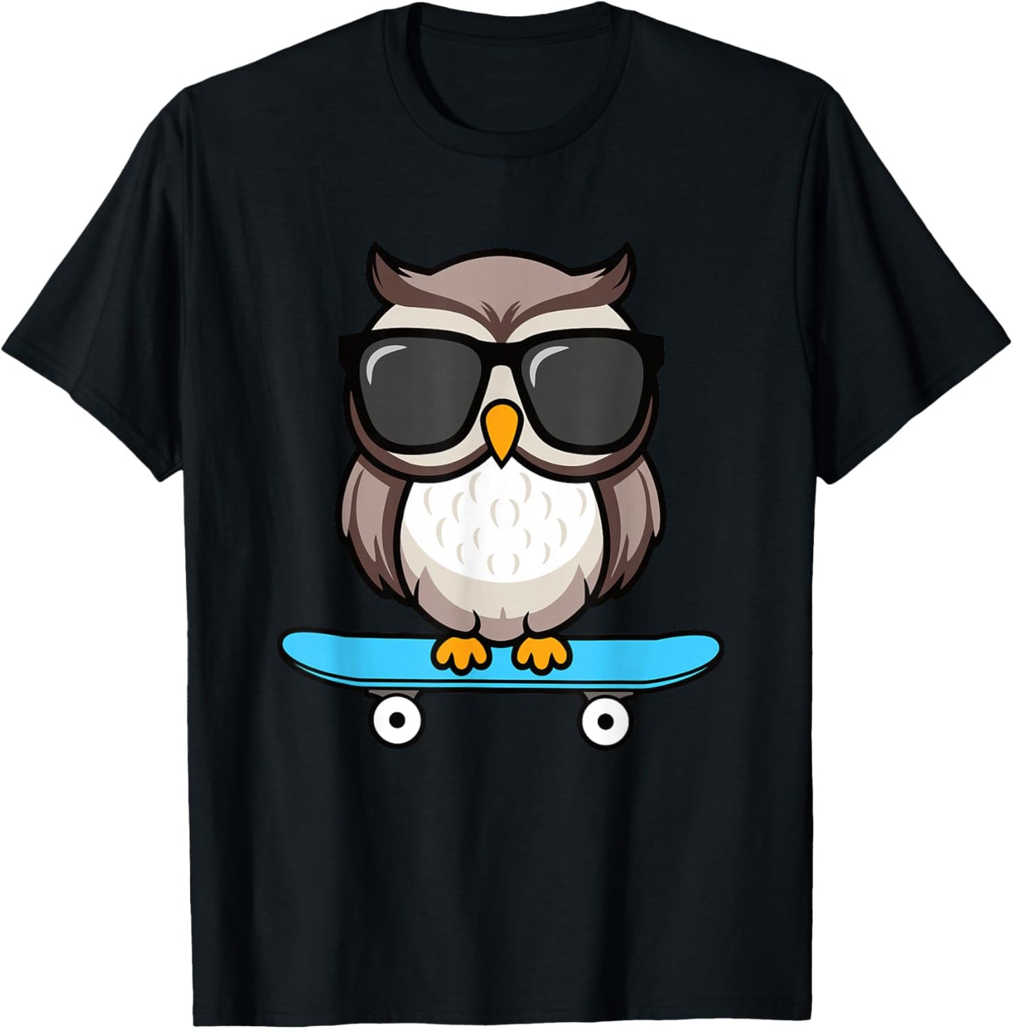 Funny Cool Owl Skateboard Boys Kids T-Shirt - T-Shirt | Black