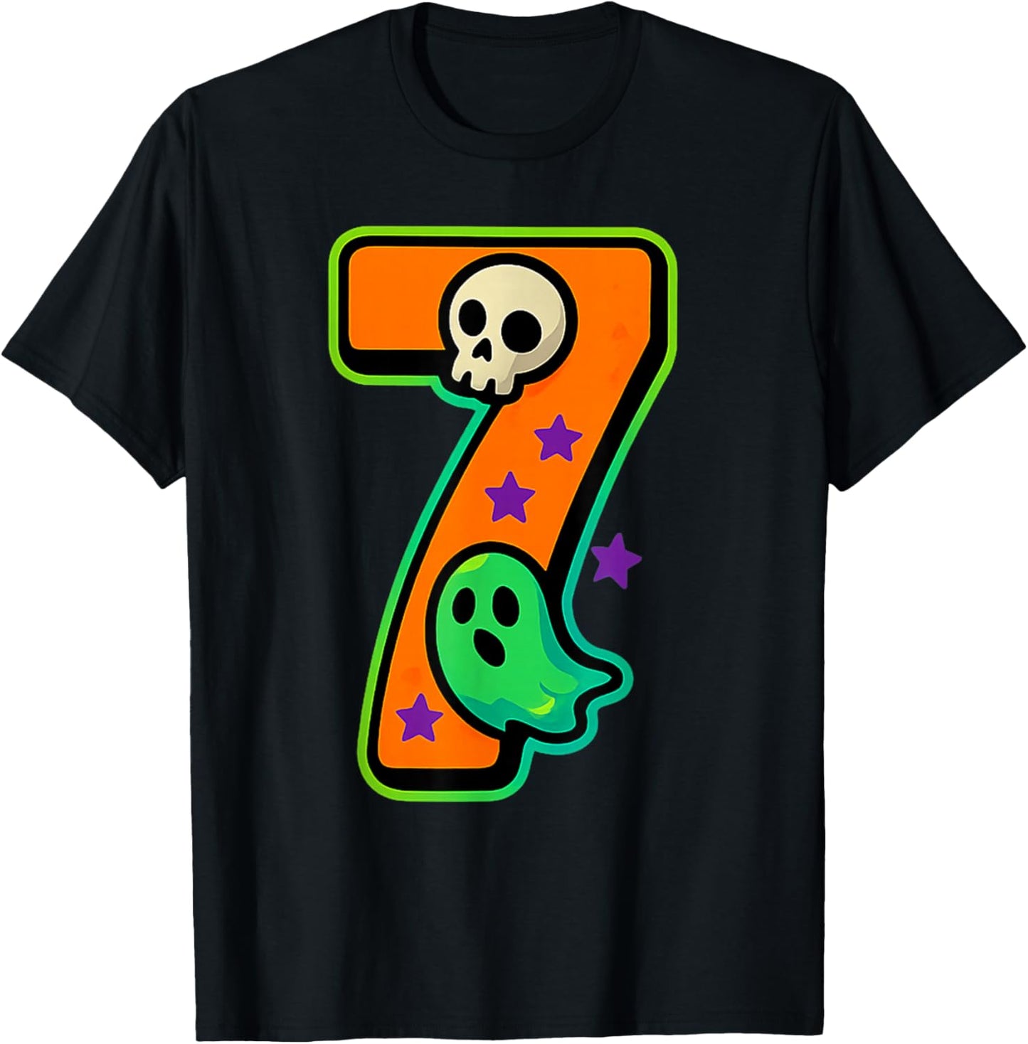 Number 7 Funny Meme Saying 6 7 Six Seven Halloween T-Shirt - T-Shirt | Black