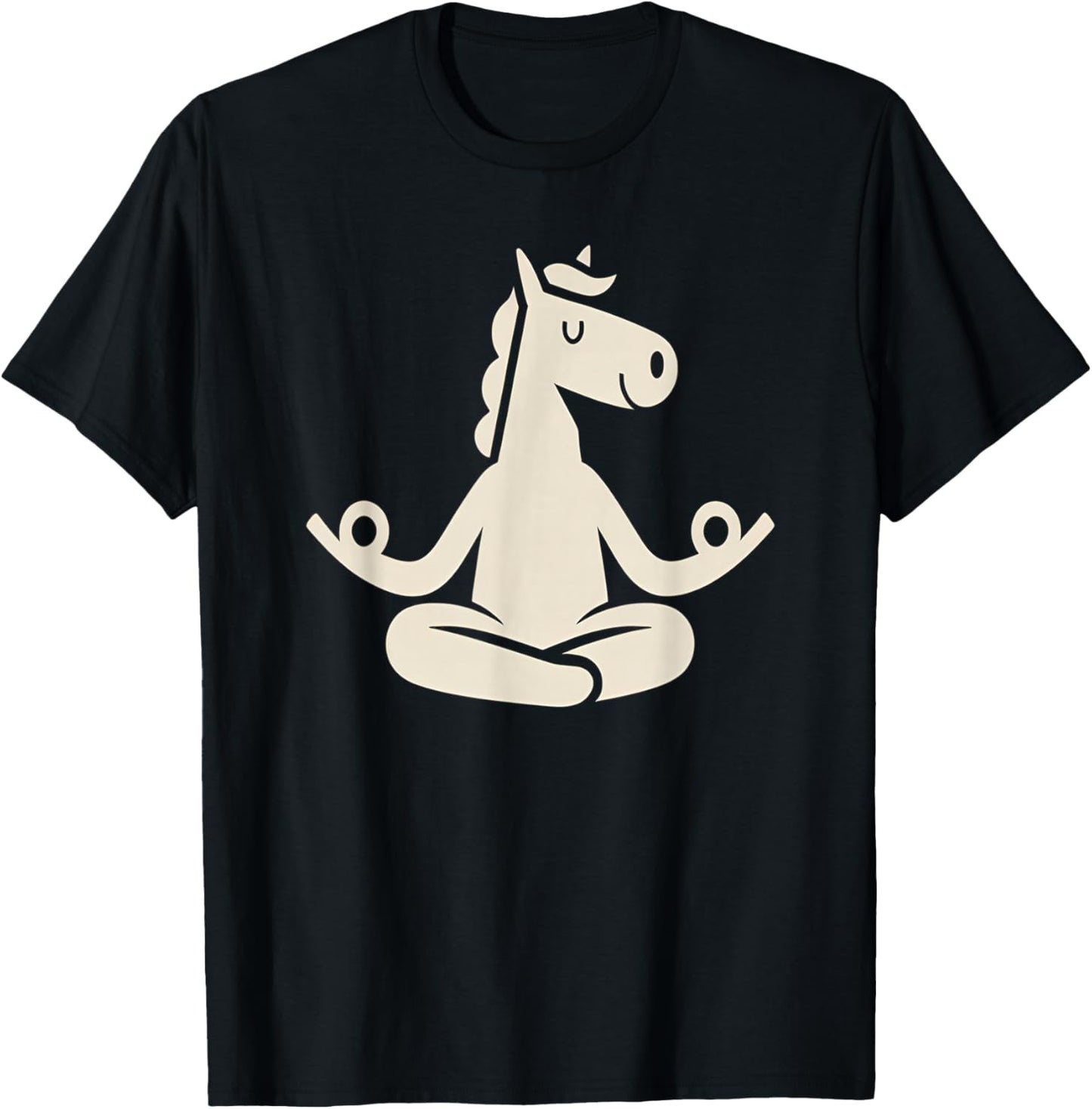 Meditating Horse Lotus Yoga Cool Chinese Year of The Horse T-Shirt - T-Shirt | Black