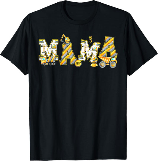 Funny Mama Construction Excavator Kids Matching Family Party T-Shirt - T-Shirt | Black