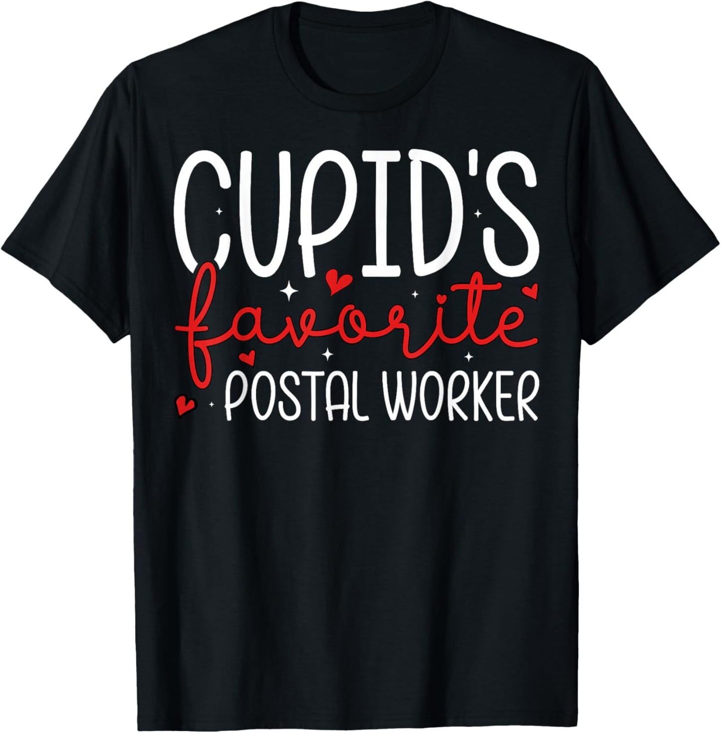 Cupid’s Favorite Postal Worker Couple Valentine’s Day T-Shirt - T-Shirt | Black