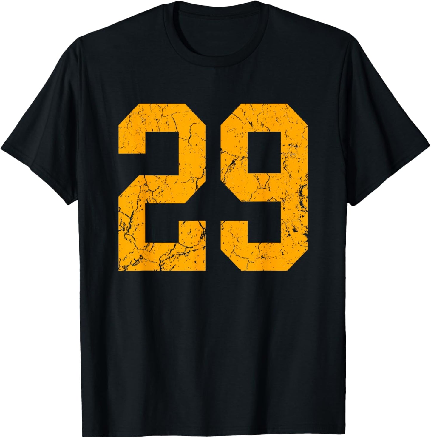 Distressed Orange Number 29 Jersey Player Uniform #29 T-Shirt - T-Shirt | Black