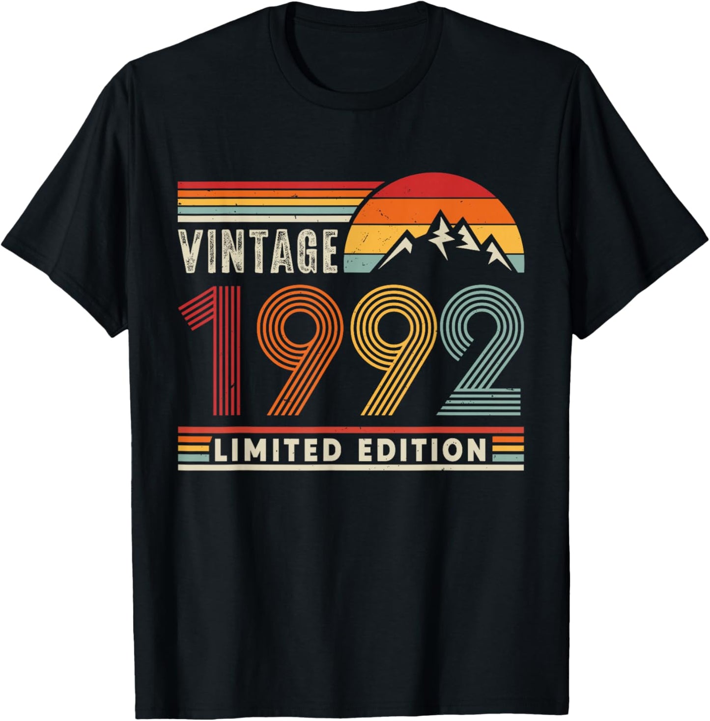 Vintage 1992 Limited Edition Retro 34th Birthday 34 Yrs Old T-Shirt - T-Shirt | Black