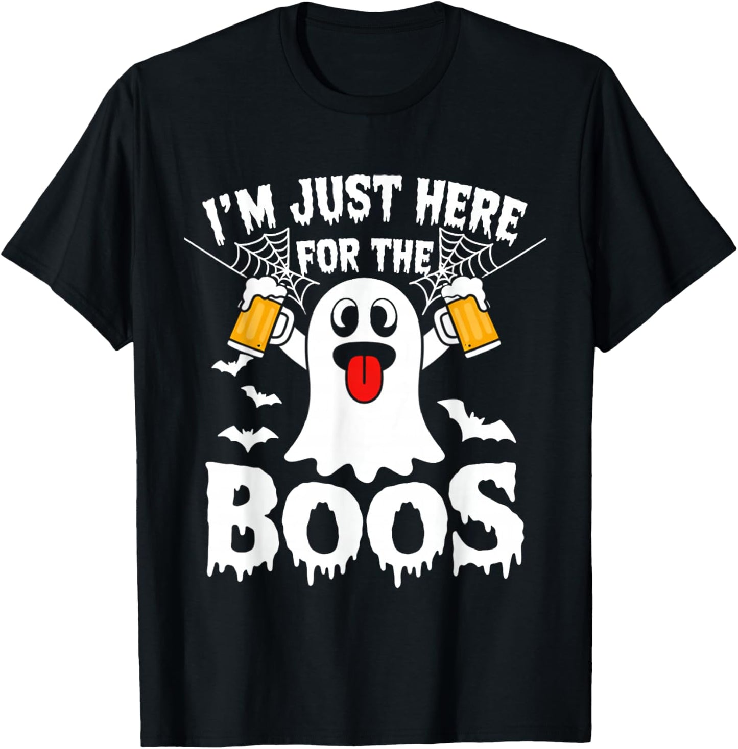 I'm Just Here for The Boos Funny Halloween Ghost Men Women T-Shirt - T-Shirt | Black