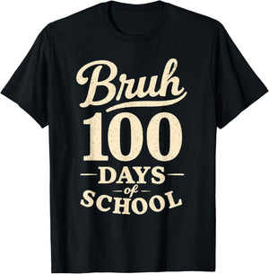 Vintage Bruh 100 Days of School Men Boy Teen Youth 100th Day T-Shirt - T-Shirt | Black