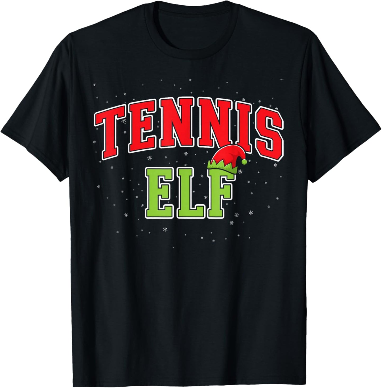 Tennis Elf Christmas Family Matching Group Xmas T-Shirt - T-Shirt | Black
