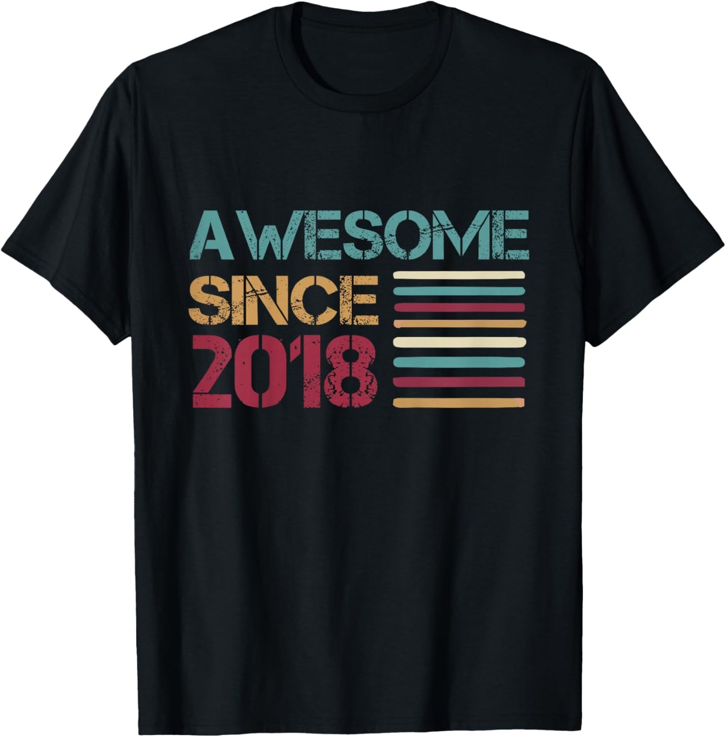 Kids Awesome Since 2018 Vintage Birthday T-Shirt - T-Shirt | Black
