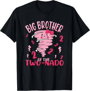 Big Brother of The Two-nado Tornado Theme 2nd Birthday Party T-Shirt - T-Shirt | Black