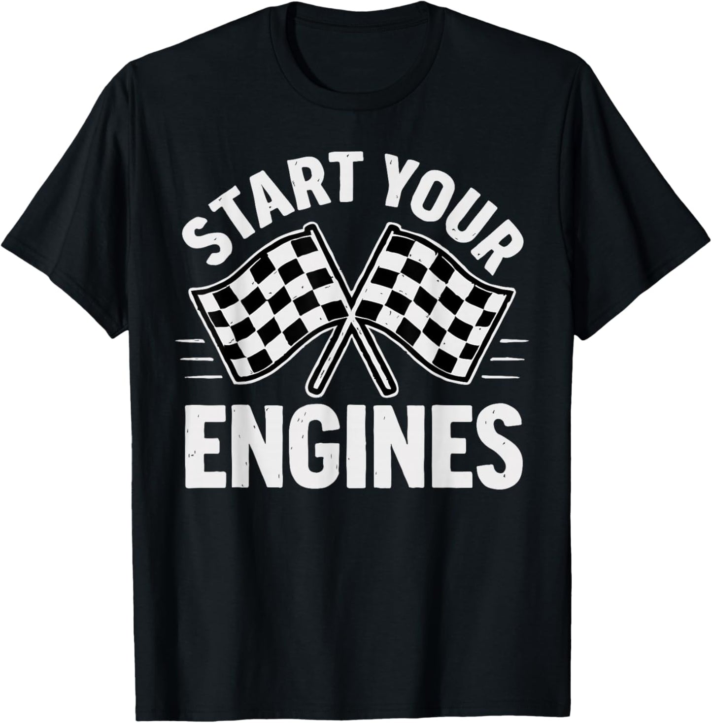 Start Your Engines Vintage Check Flag Race Car Costume T-Shirt - T-Shirt | Black