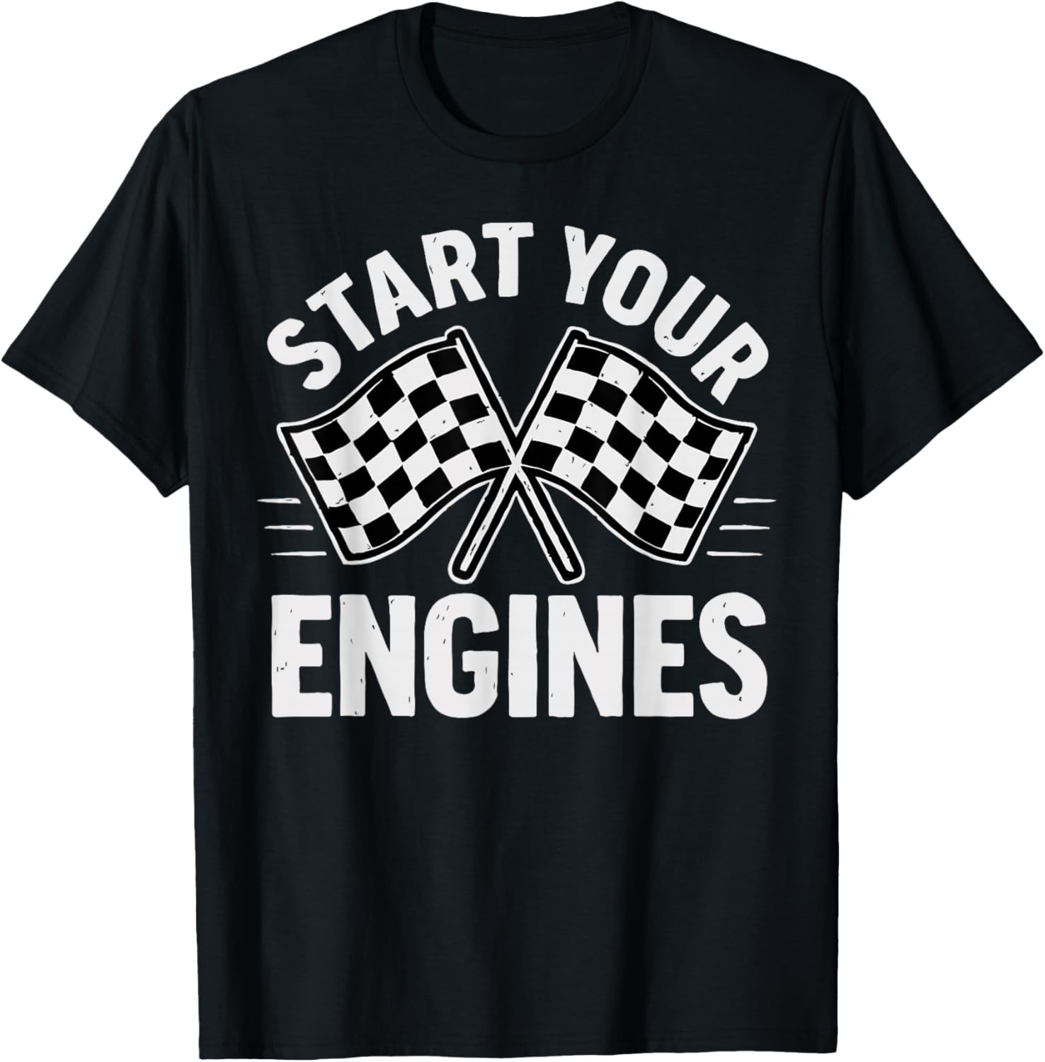 Start Your Engines Vintage Check Flag Race Car Costume T-Shirt - T-Shirt | Black
