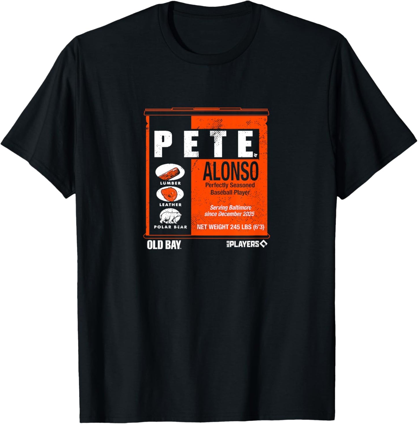Pete Alonso - Old Bay Can - Baltimore Baseball T-Shirt - T-Shirt | Black