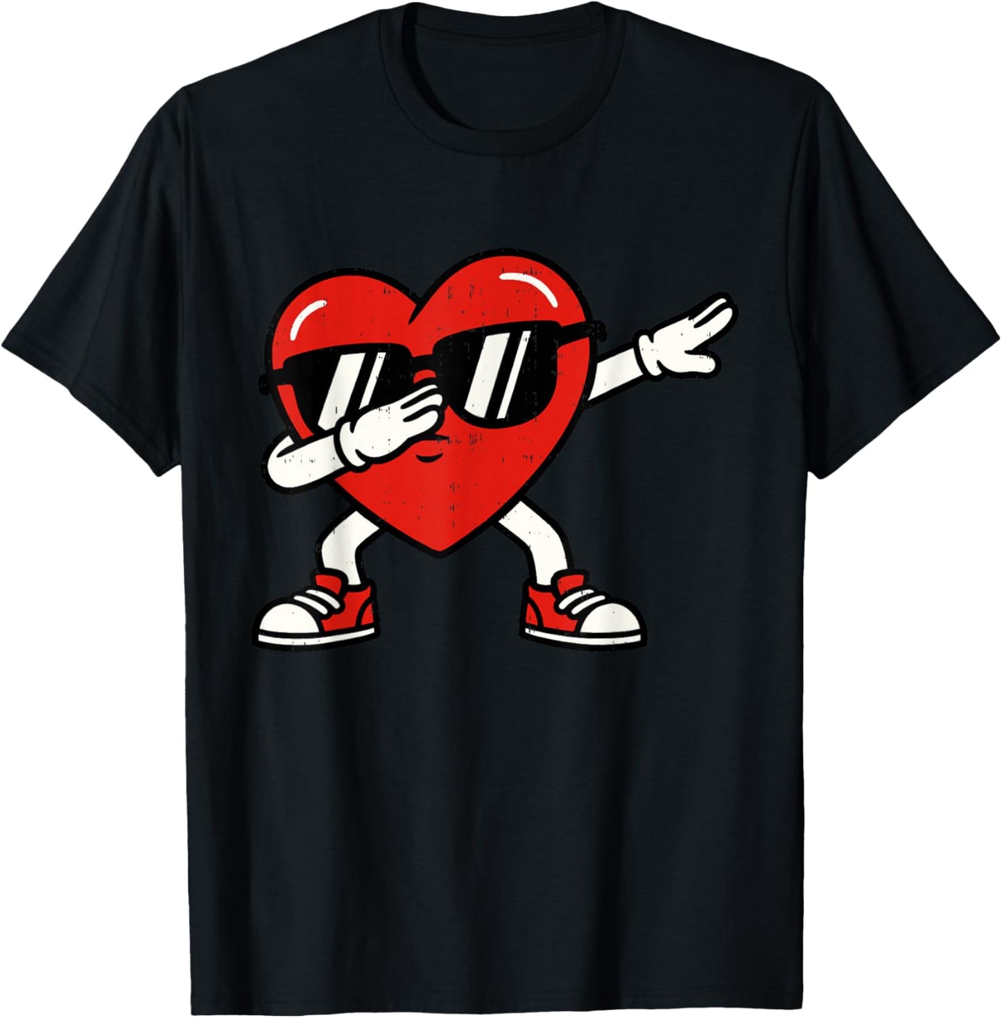 Dabbing Heart Dad Valentines Day Teens Boys Girls Kids T-Shirt - T-Shirt | Black