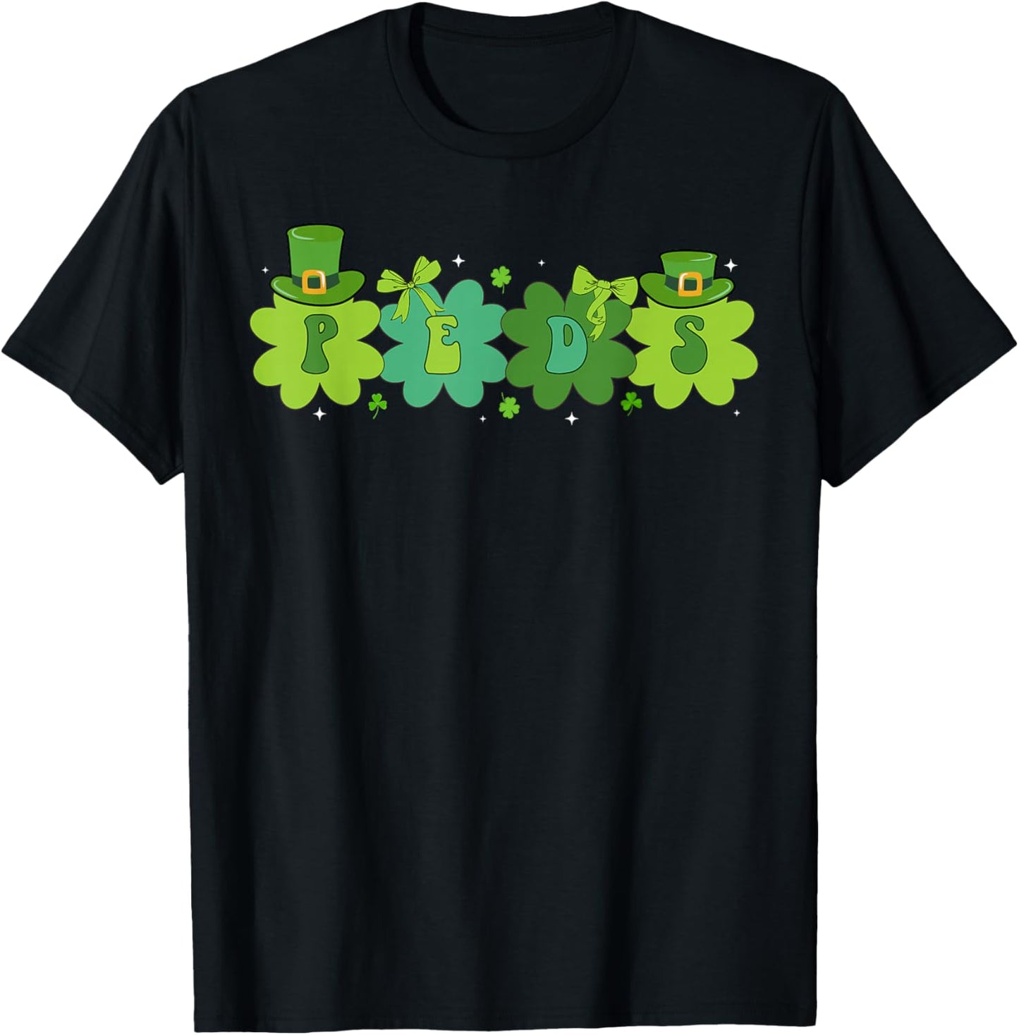 Peds St. Patrick's Day Pediatric Nurse Shamrock Peds Nurse T-Shirt - T-Shirt | Black