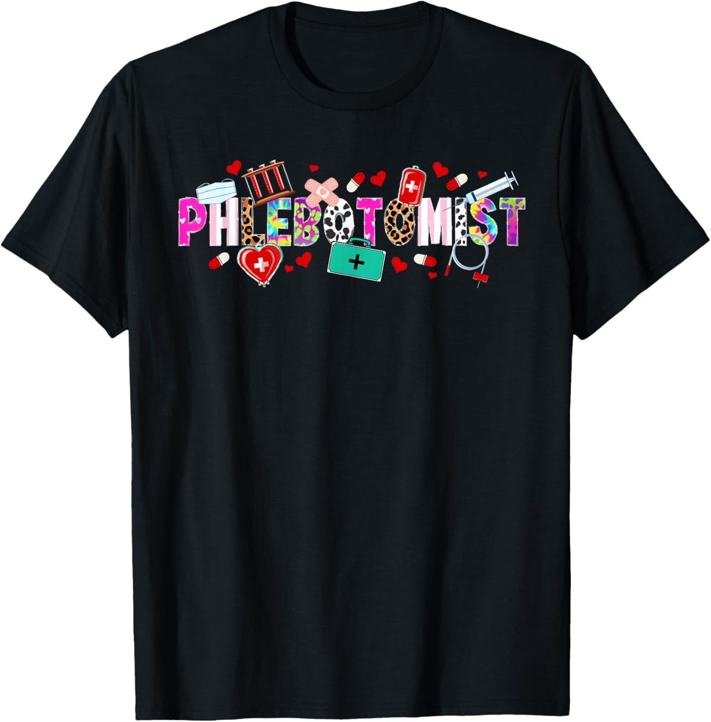 Phlebotomist Leopard Phlebotomy Phlebotomist T-Shirt - T-Shirt | Black