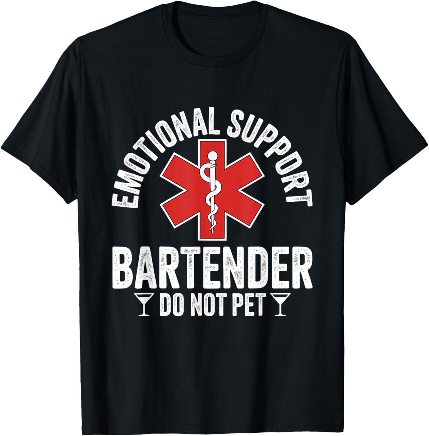 Emotional Support Bartender Do Not Pet T-Shirt - T-Shirt | Black
