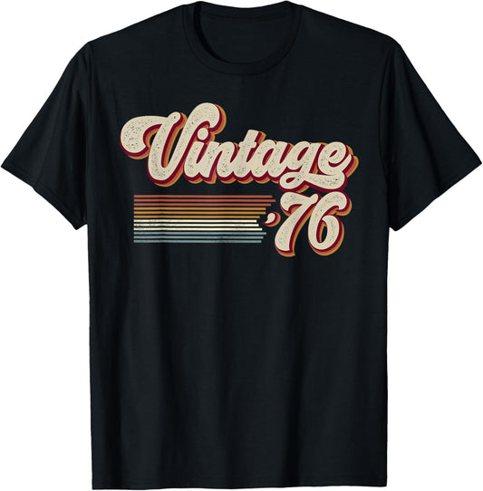 Vintage 1976 Retro Sunset Classic 50-Year-Old 50th Birthday T-Shirt - T-Shirt | Black