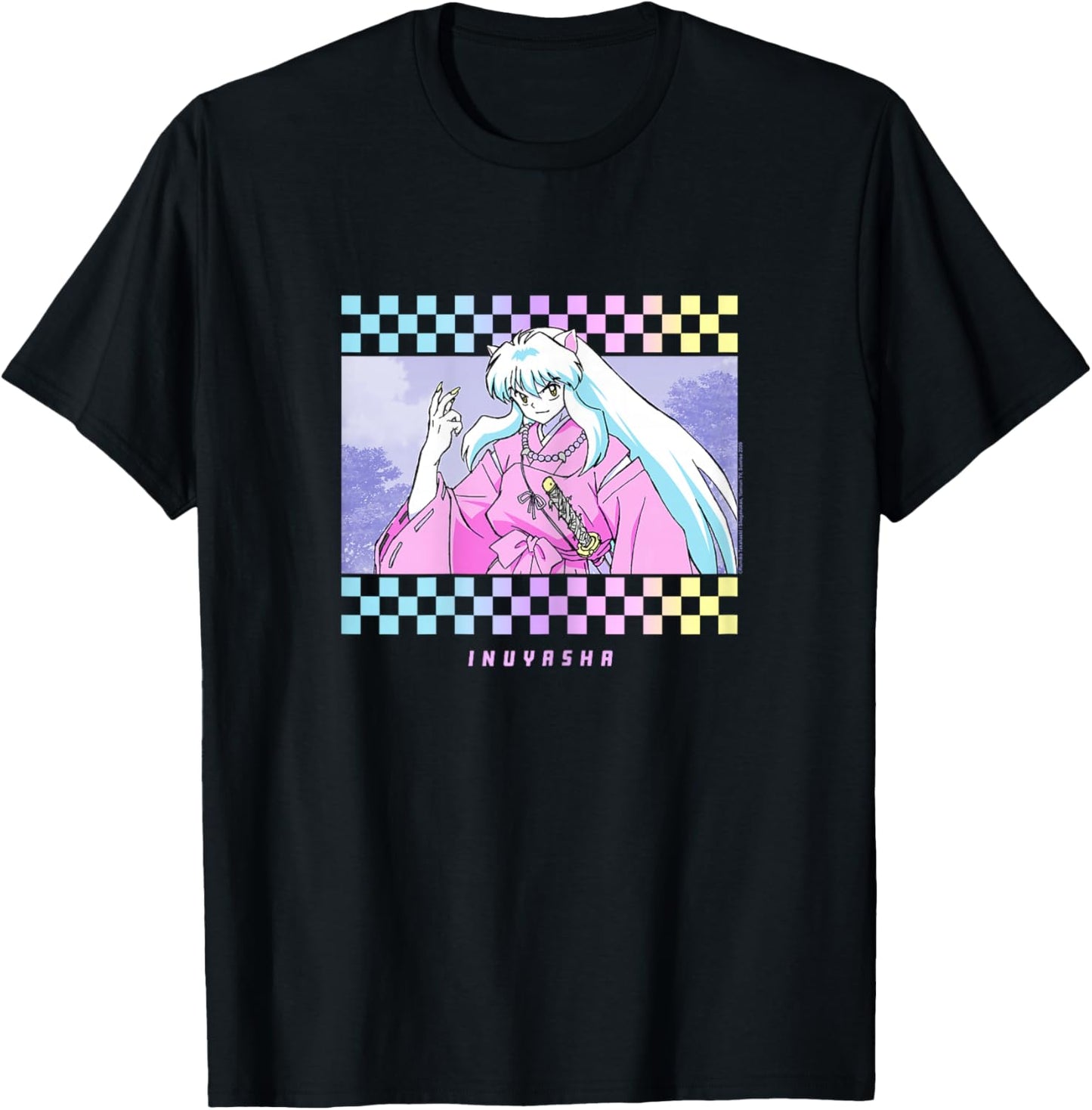 Half-Demon Checkered Artwork T-Shirt - T-Shirt | Black