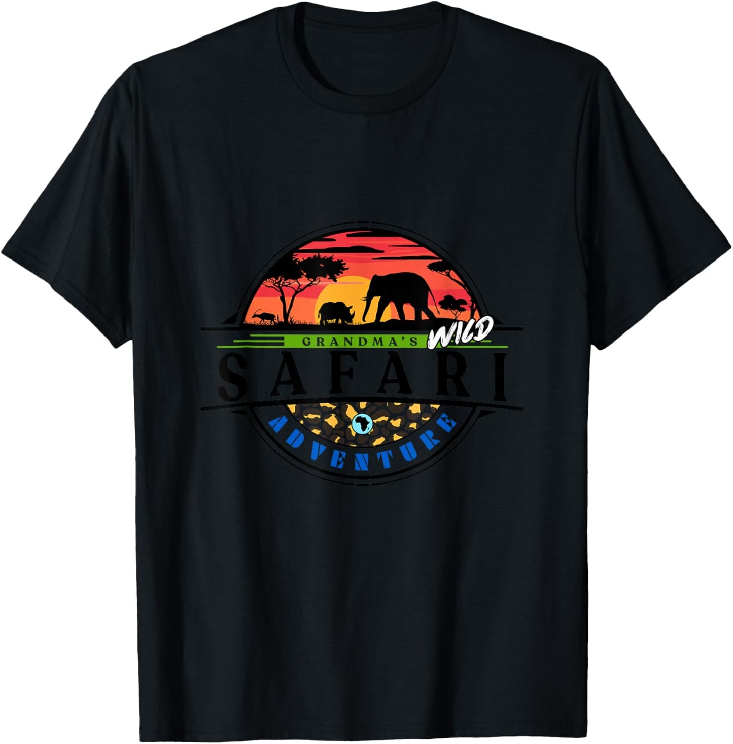 Grandma's Wild Safari Adventure T-Shirt - T-Shirt | Black