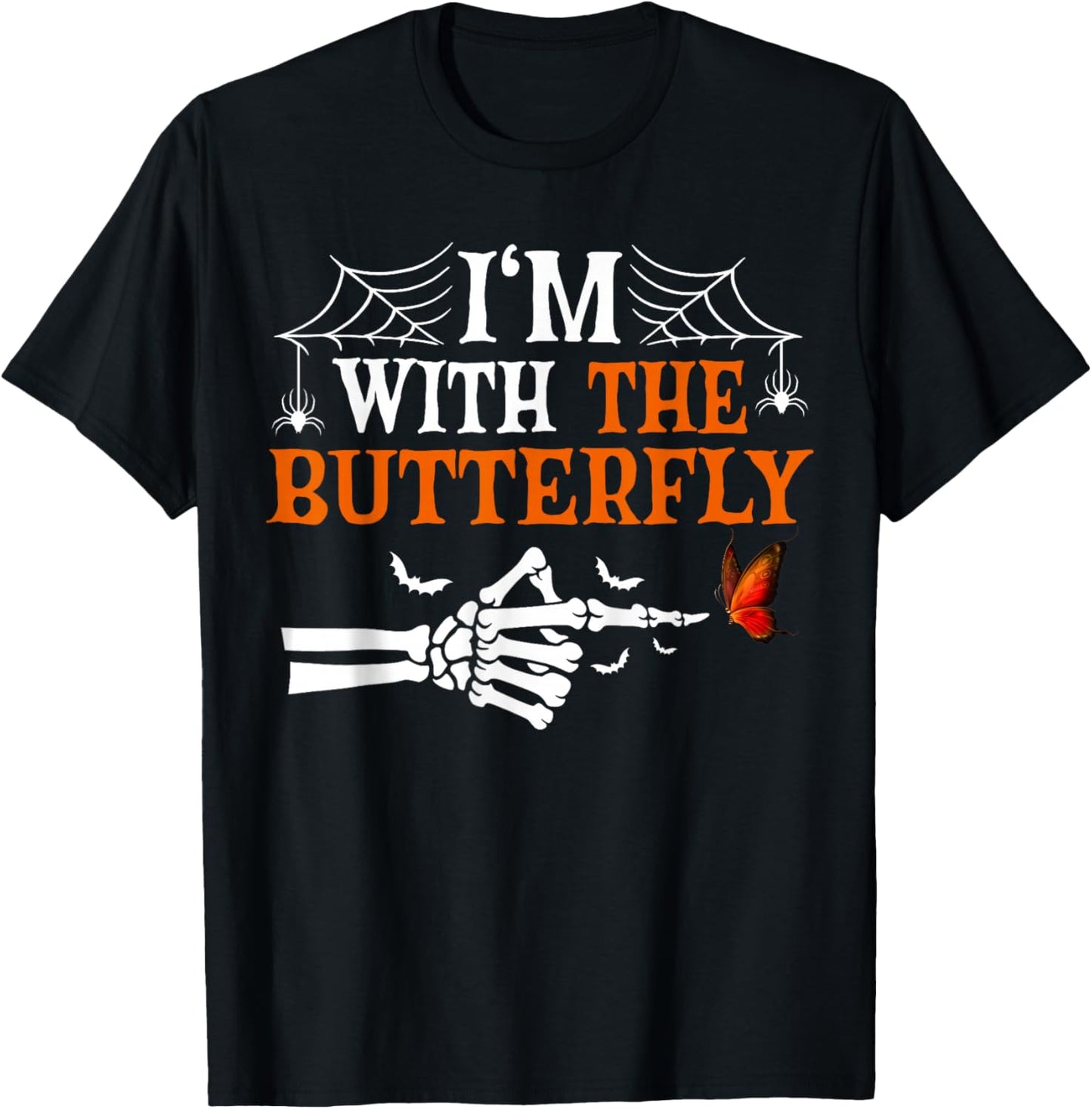 I'm with Butterfly Halloween Costume Couples Matching T-Shirt - T-Shirt | Black
