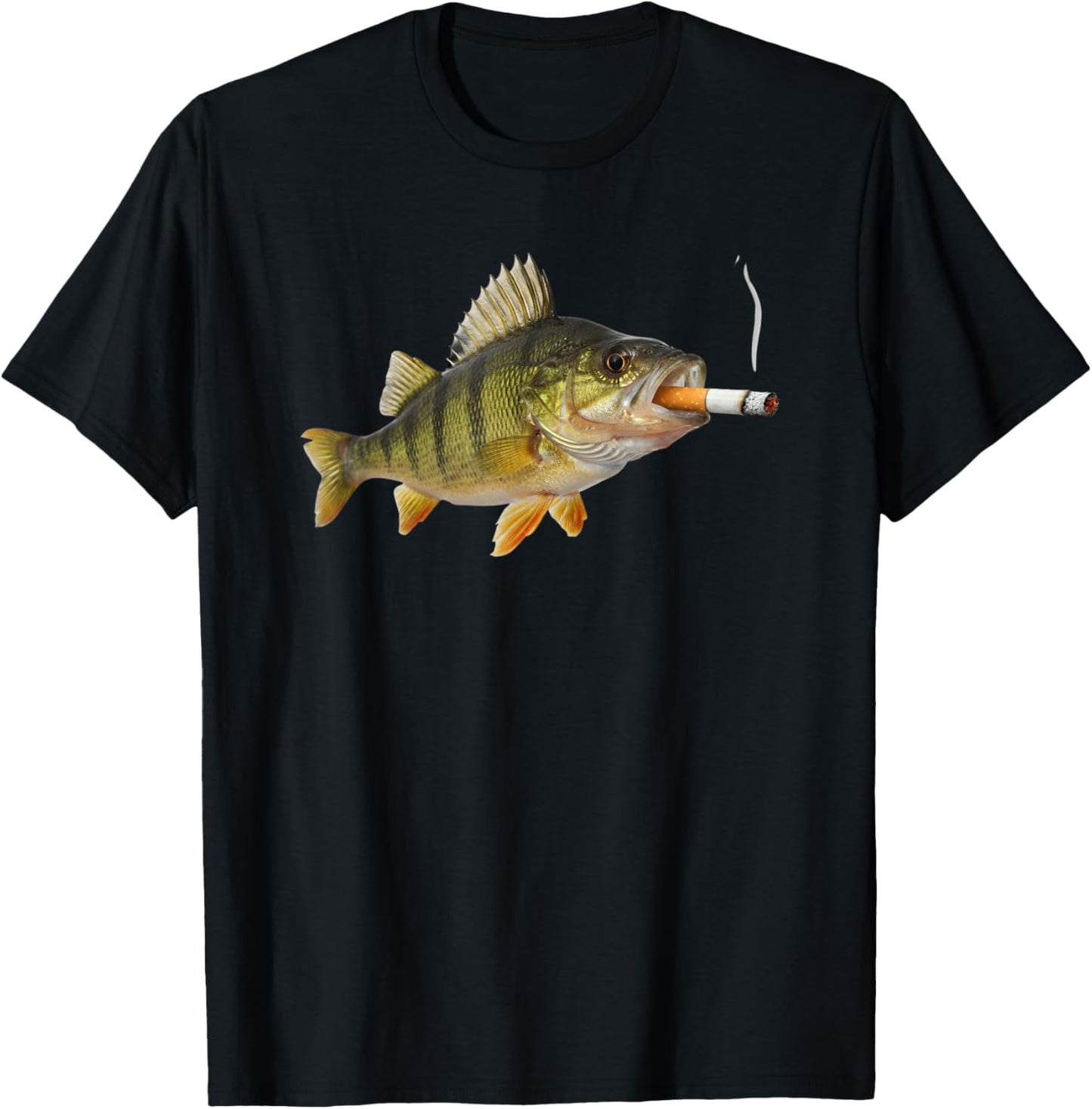 Fish Meme Gen Z Brainrot Sarcasm Fish Smoking Cigarette T-Shirt - T-Shirt | Black