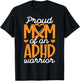 Mom of an ADHD Warrior Mother ADHD Awareness Proud ADHD Mom T-Shirt - T-Shirt | Black