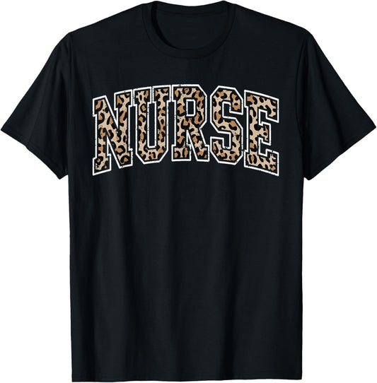 Registered Nurse Retro Leopard Women T-Shirt - T-Shirt | Black