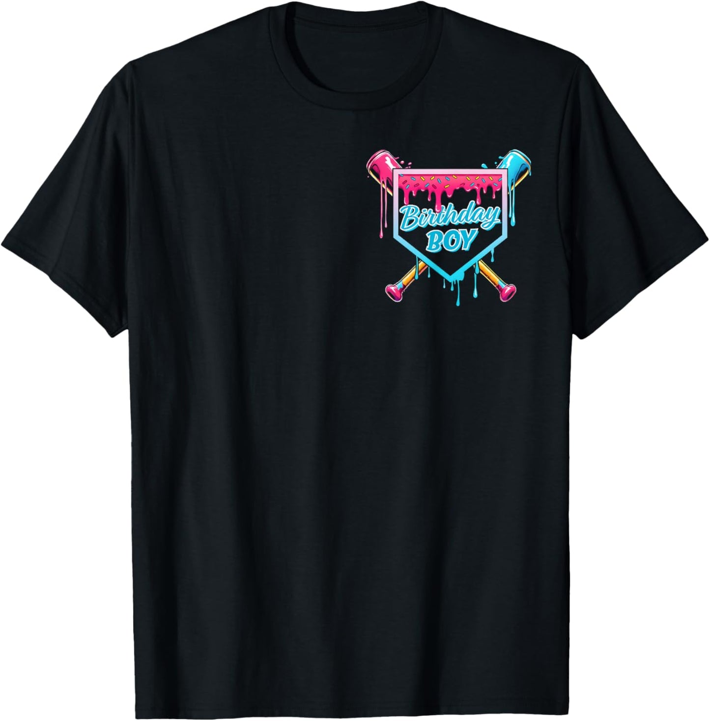Baseball 10 Year Old Ice Cream Drip 10th Birthday Boys T-Shirt - T-Shirt | Black
