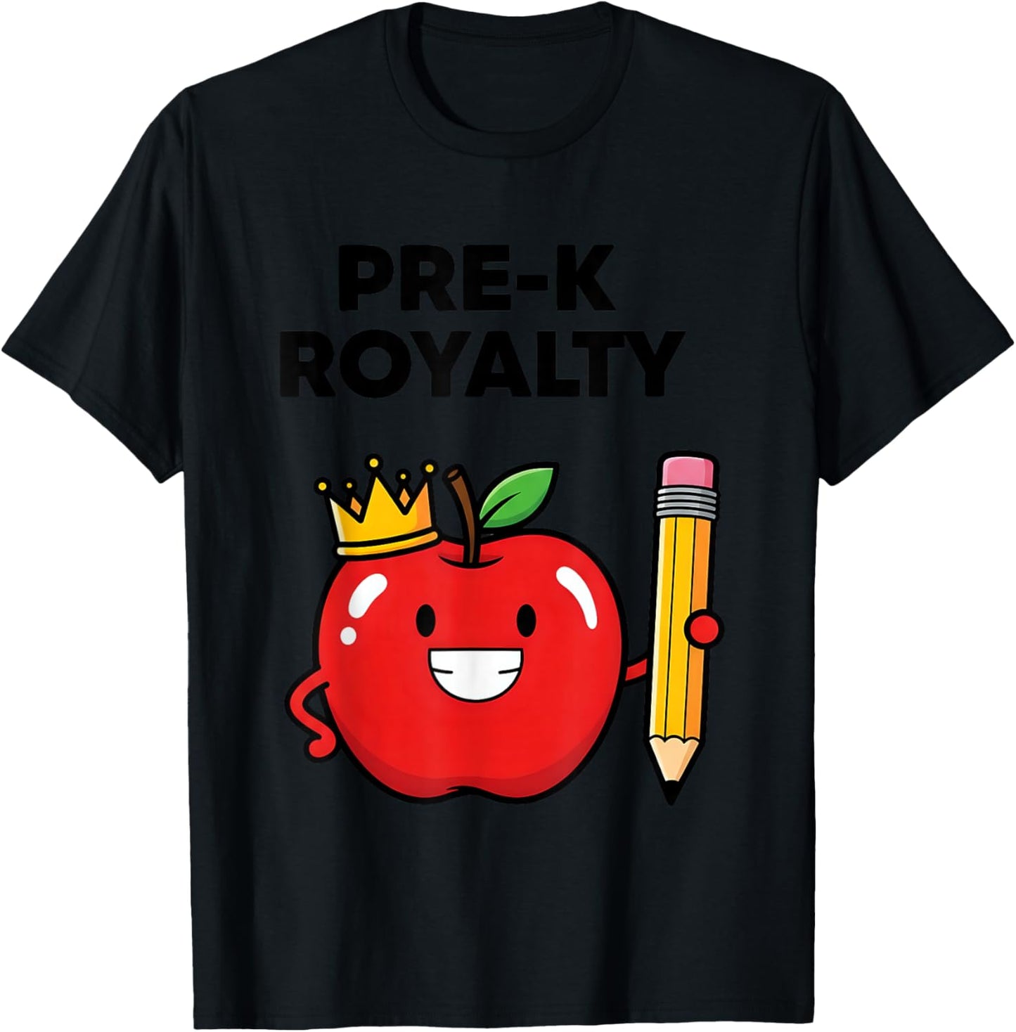 Pre K Royalty Cute Apple Preschool Teacher T-Shirt - T-Shirt | Black
