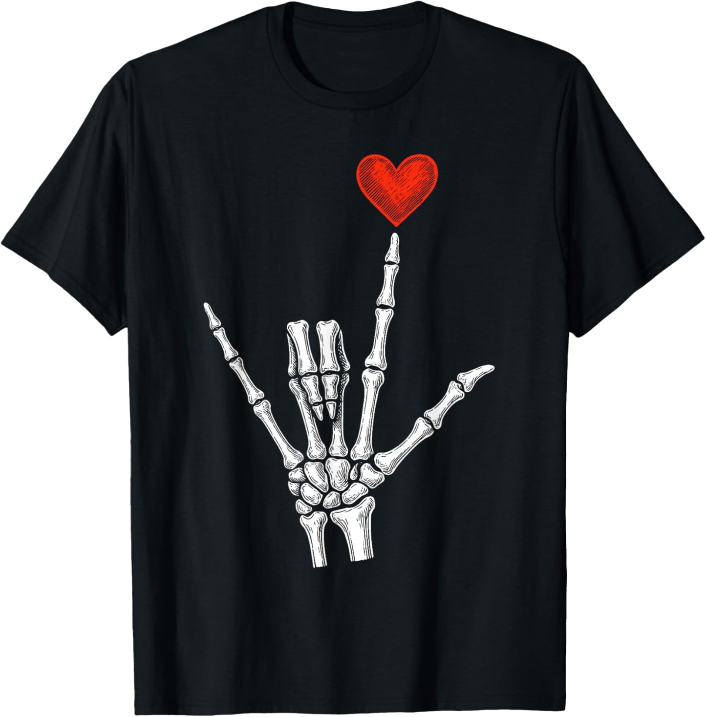 Skeleton Heart Hand Valentines Day Women T-Shirt - T-Shirt | Black
