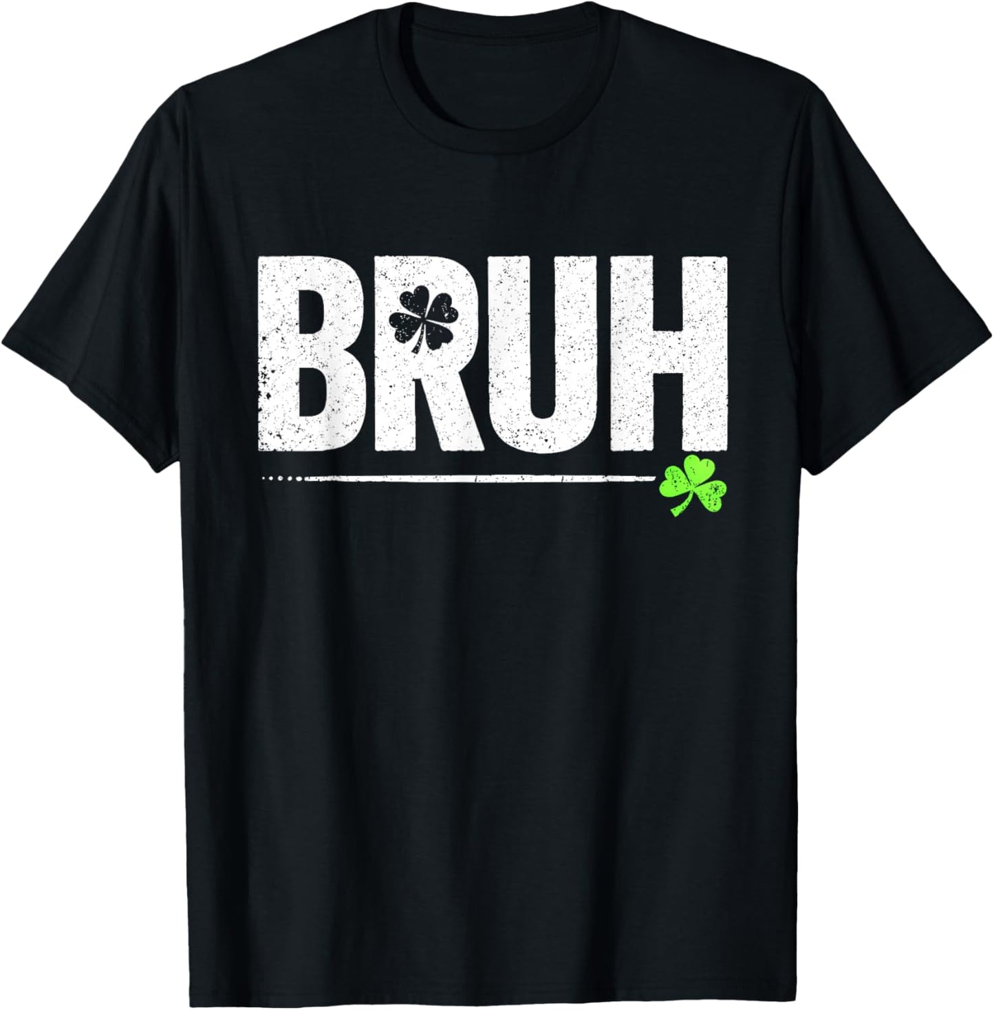 Lucky Shamrock Bruh Funny St Patrick's Day Men Kids Boys T-Shirt - T-Shirt | Black