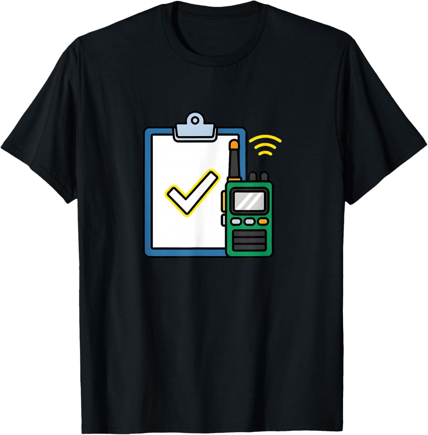 Security Walkie Talkie Safety Checklist Icon T-Shirt - T-Shirt | Black