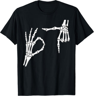 Funny Six Seven 6 7 Meme 67 Skeleton Hand Halloween Costume T-Shirt - T-Shirt | Black