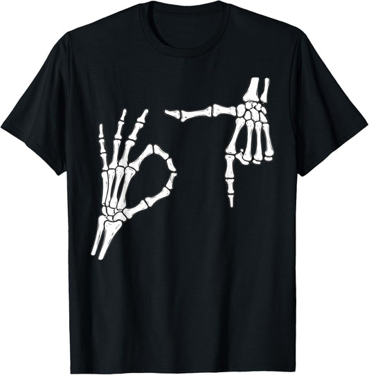 Funny Six Seven 6 7 Meme 67 Skeleton Hand Halloween Costume T-Shirt - T-Shirt | Black