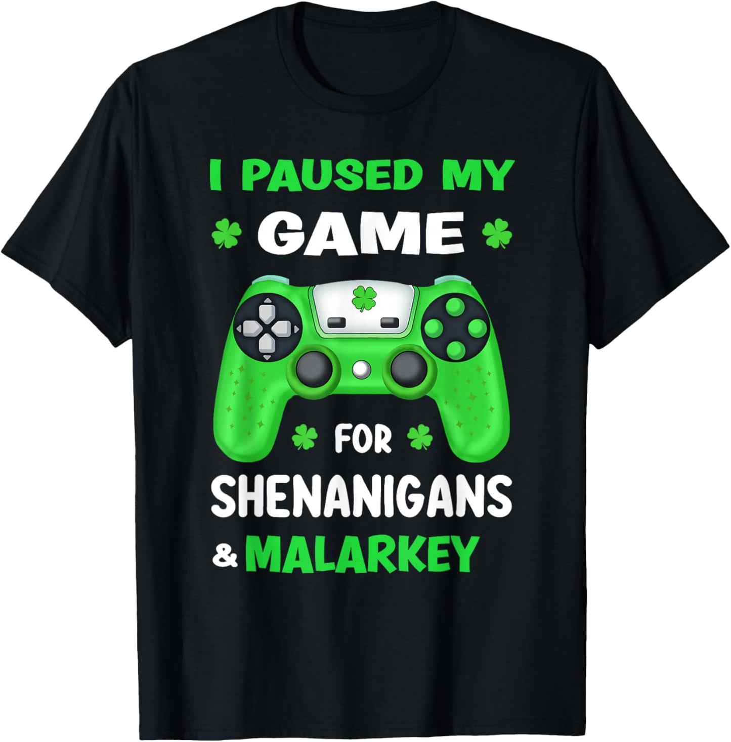St Patricks Day Shamrock Gaming Shenanigans Boys Men T-Shirt - T-Shirt | Black