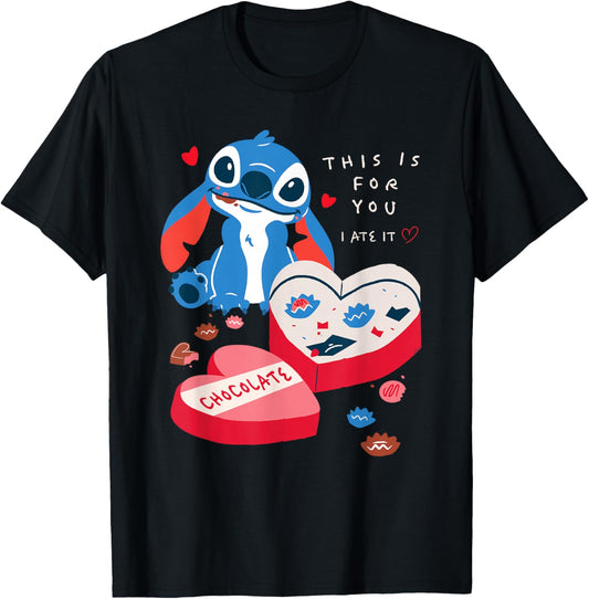 Disney Stitch Valentine's Day This is for You. I Ate it. T-Shirt - T-Shirt | Black
