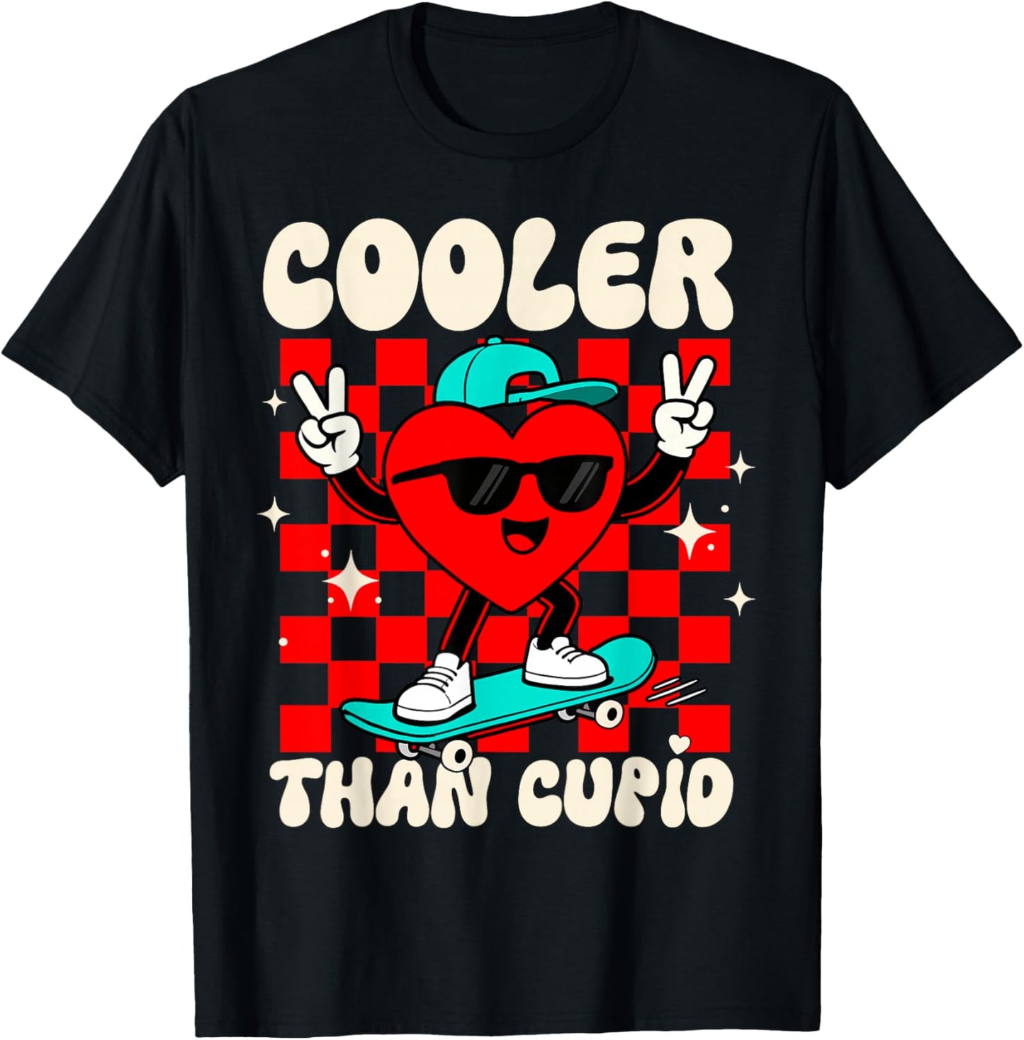 Cooler Than Cupid Valentines Day for Teens Kids Boys Girls T-Shirt - T-Shirt | Black