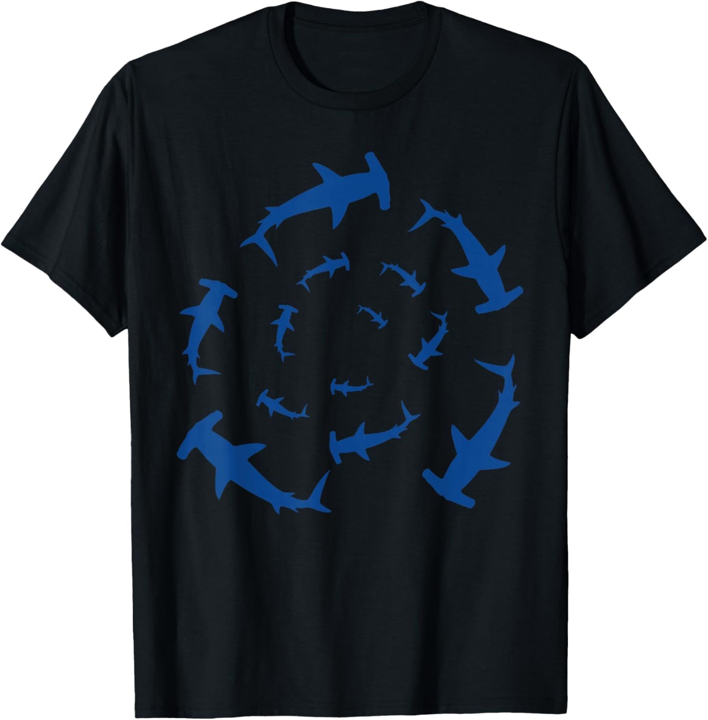 Shark Lover Silhouette of Hammerhead Circling Above Ocean T-Shirt - T-Shirt | Black