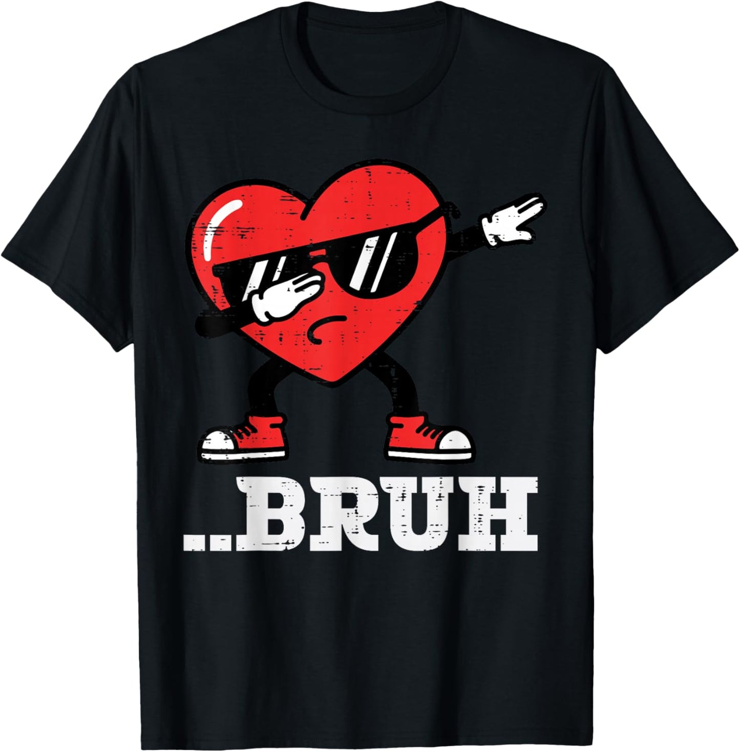 Valentines Day Heart Dab Bruh Funny Meme Boys Kids Men Women T-Shirt - T-Shirt | Black