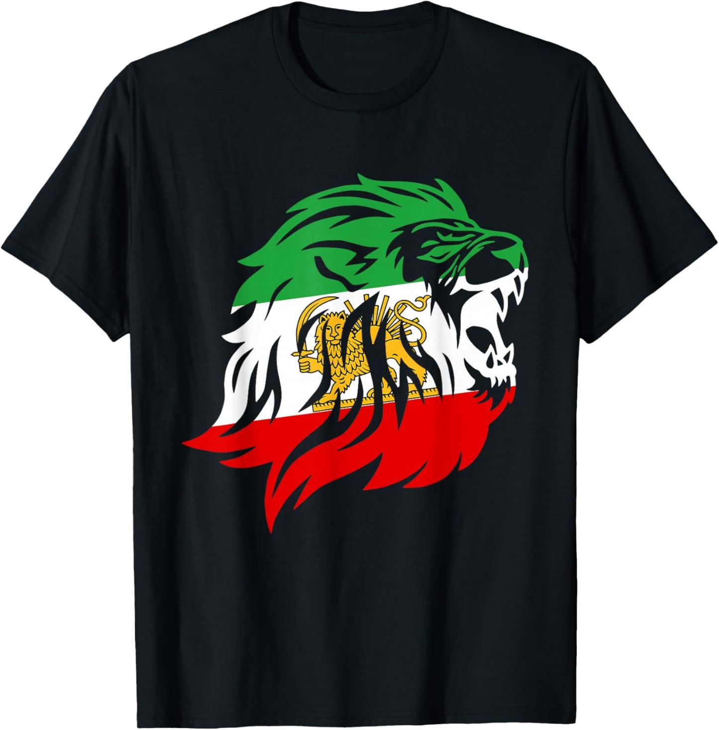 Iran Lion Sun Flag,Iran,Persian,Shir o Khorshid T-Shirt - T-Shirt | Black