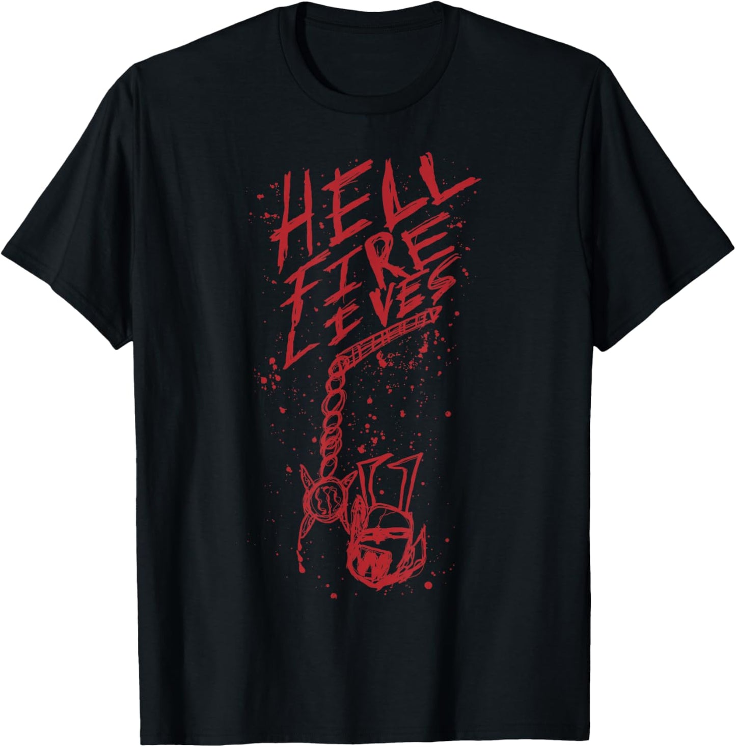 Stranger Things Hell Fire Lives Flail Art T-Shirt - T-Shirt | Black