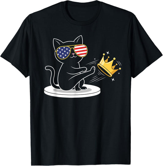 Funny Protesting Cat No King T-Shirt - T-Shirt | Black