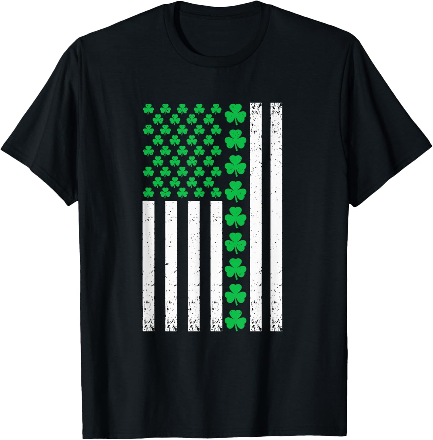 US American Flag with Shamrocks St Patricks Day Men Women T-Shirt - T-Shirt | Black