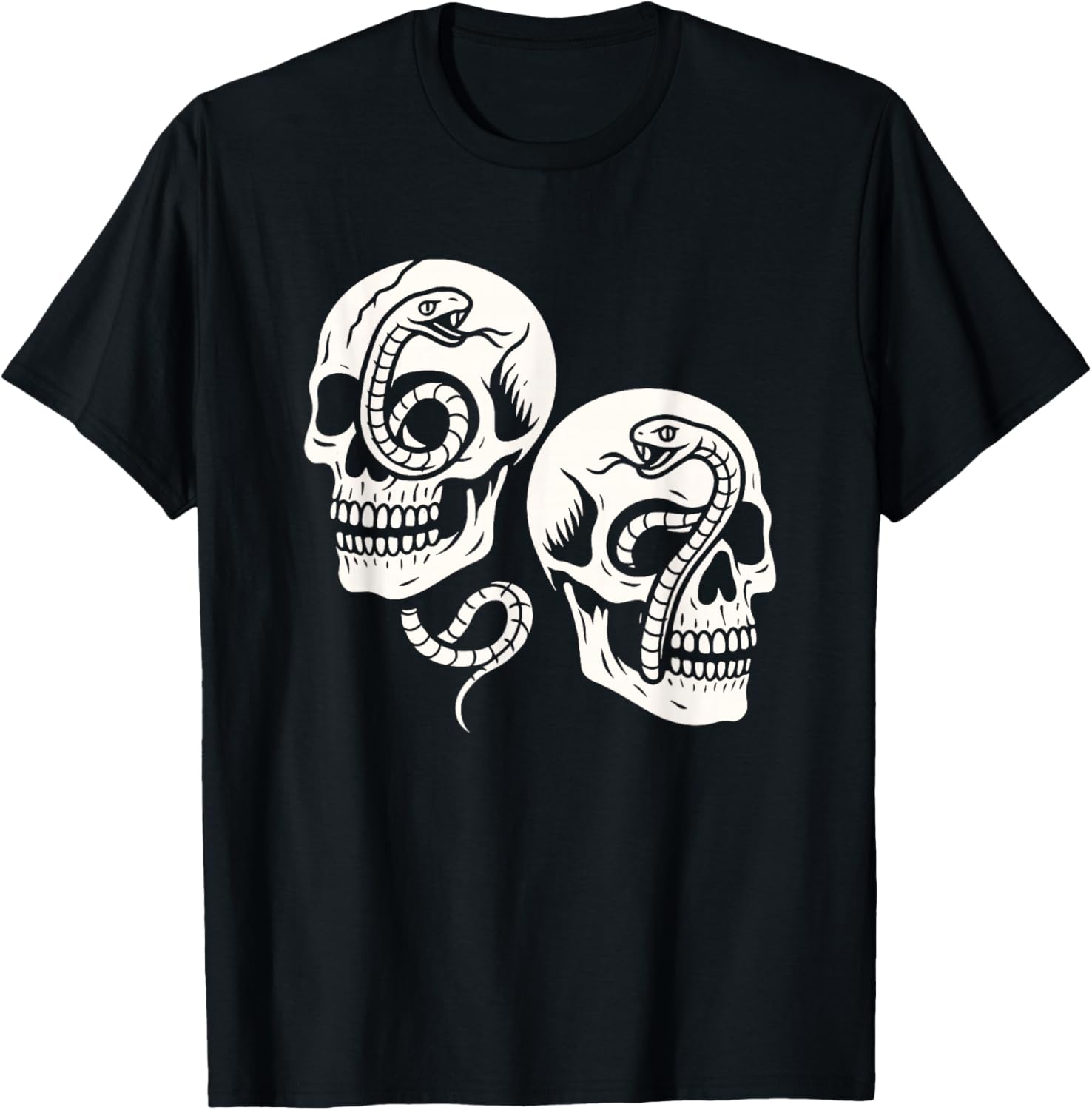 6 7 Skulls and Snakes 6-7 Meme Halloween Gothic Graphic T-Shirt - T-Shirt | Black