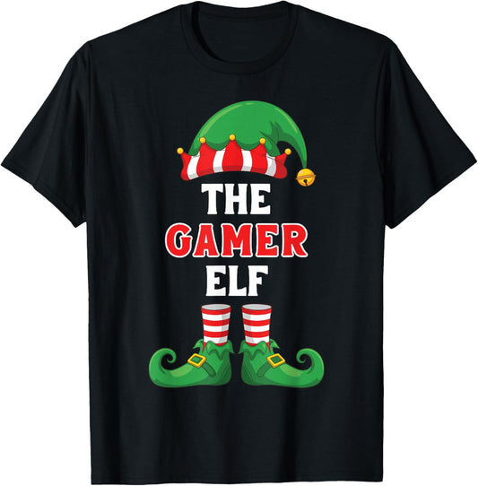 The Gamer Elf Shirt Funny Christmas for Gamer Video Games T-Shirt - T-Shirt | Black
