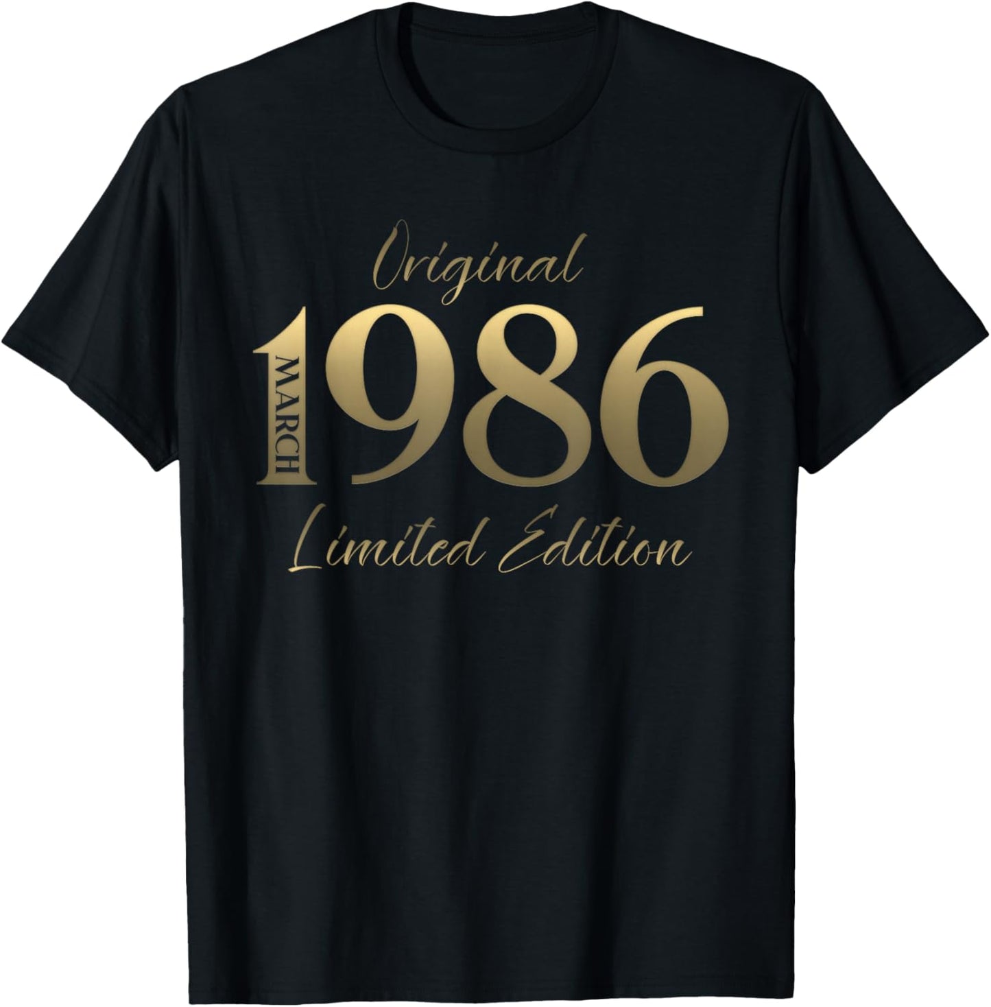 40th Birthday Gift Men Women Vintage March 1986 T-Shirt - T-Shirt | Black