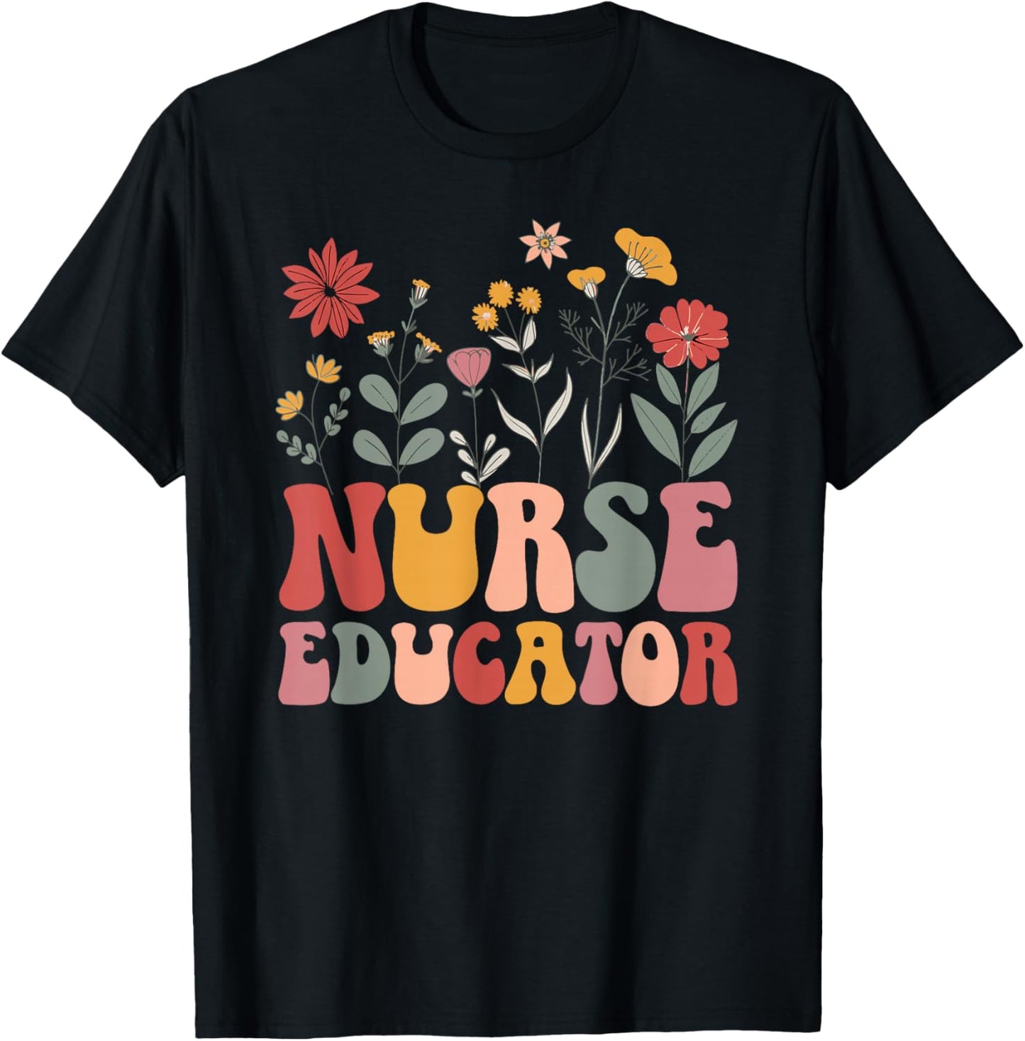 Nurse Educator Groovy Nursing Educator Appreciation T-Shirt - T-Shirt | Black