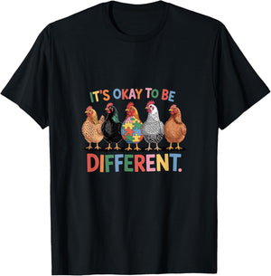 It's Okay to Be Different Autism Awareness Chicken T-Shirt - T-Shirt | Black